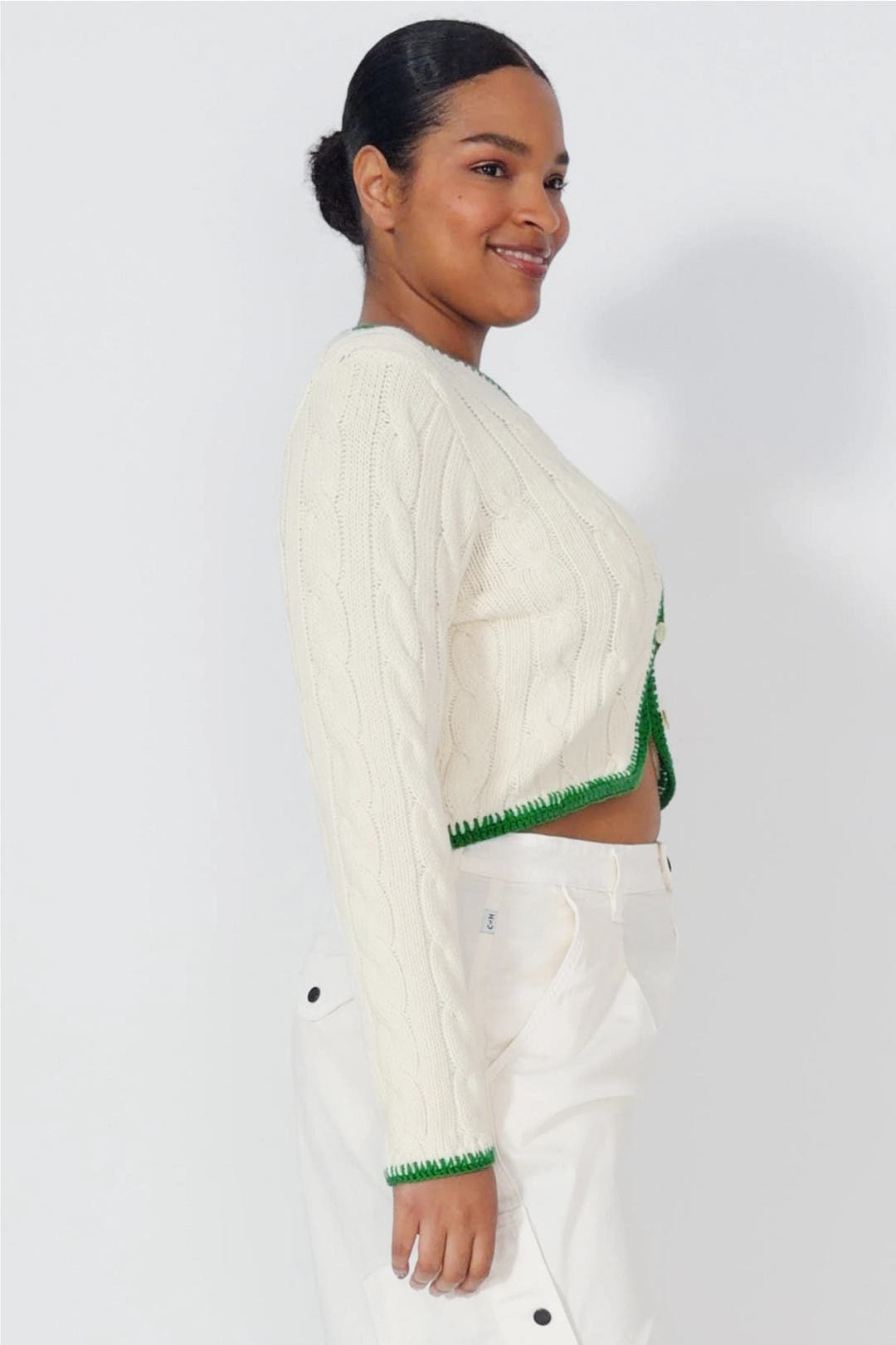 Cardigan with Green Piping by Polo Ralph Lauren | Rent the Runway