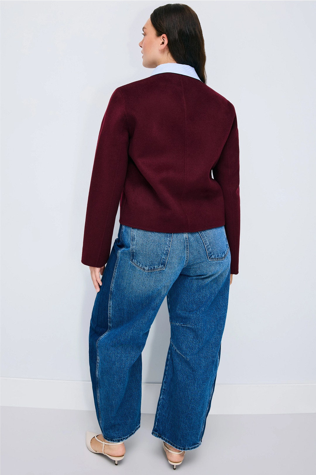 Burgundy Striped Collar Jacket by Claudie Pierlot 7