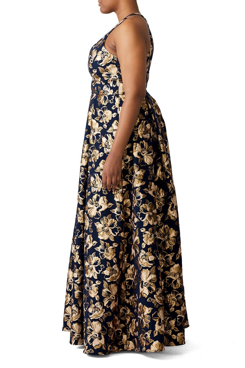 Floral Jacquard Gown by Badgley Mischka - Photo 6
