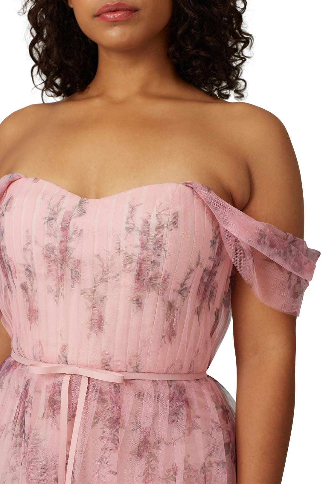 Blush Floral Tulle Gown by Marchesa Notte Bridesmaid | Rent the Runway