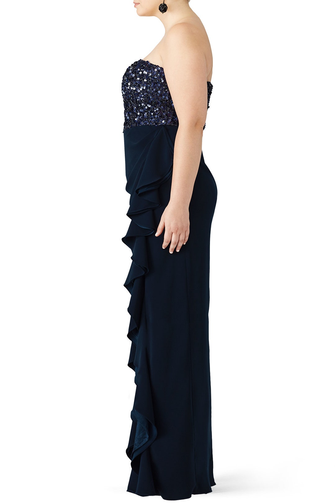 Blue Sequin Ruffle Gown by Badgley Mischka 6