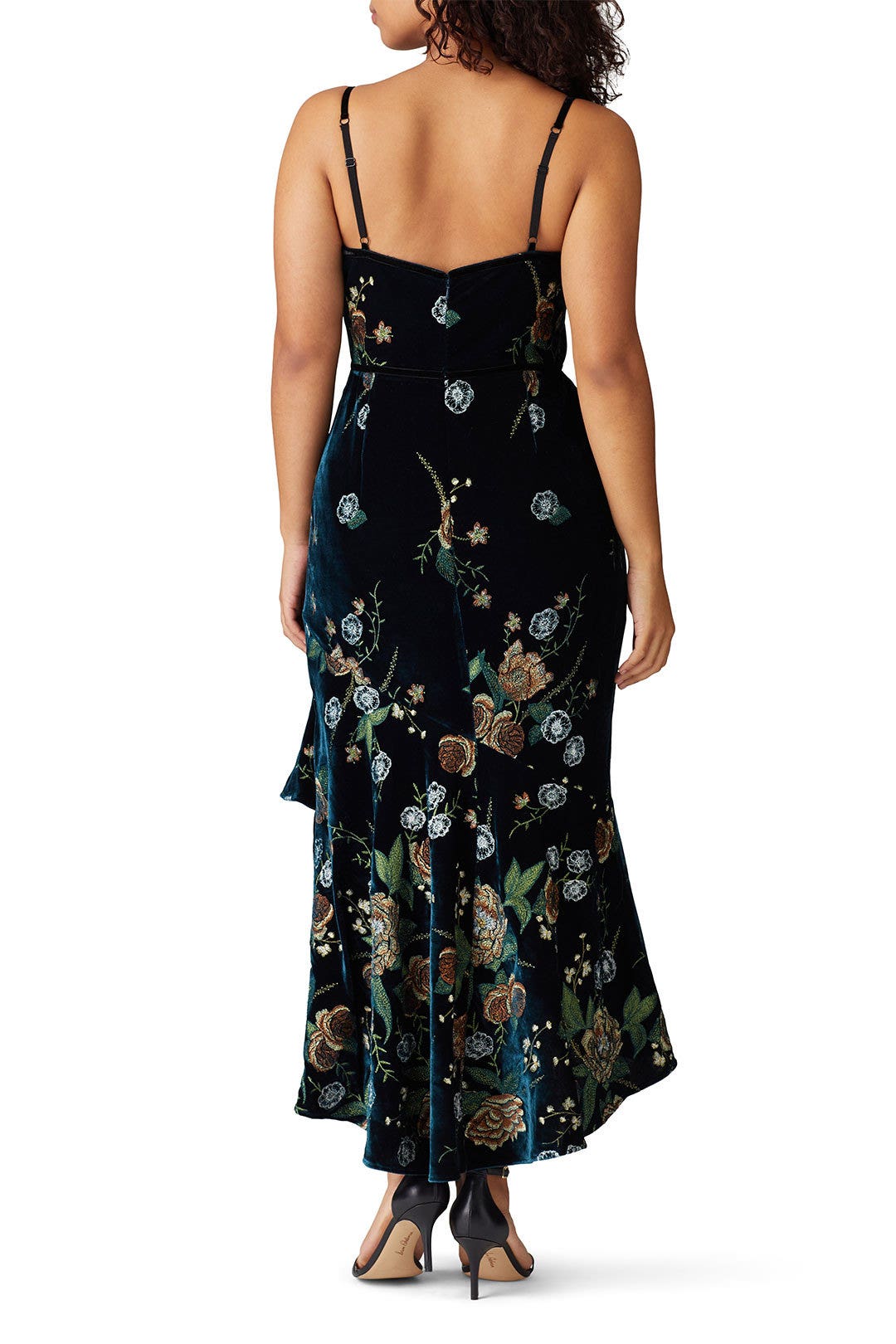 Embroidered Velvet High Low Dress by Marchesa Notte 7