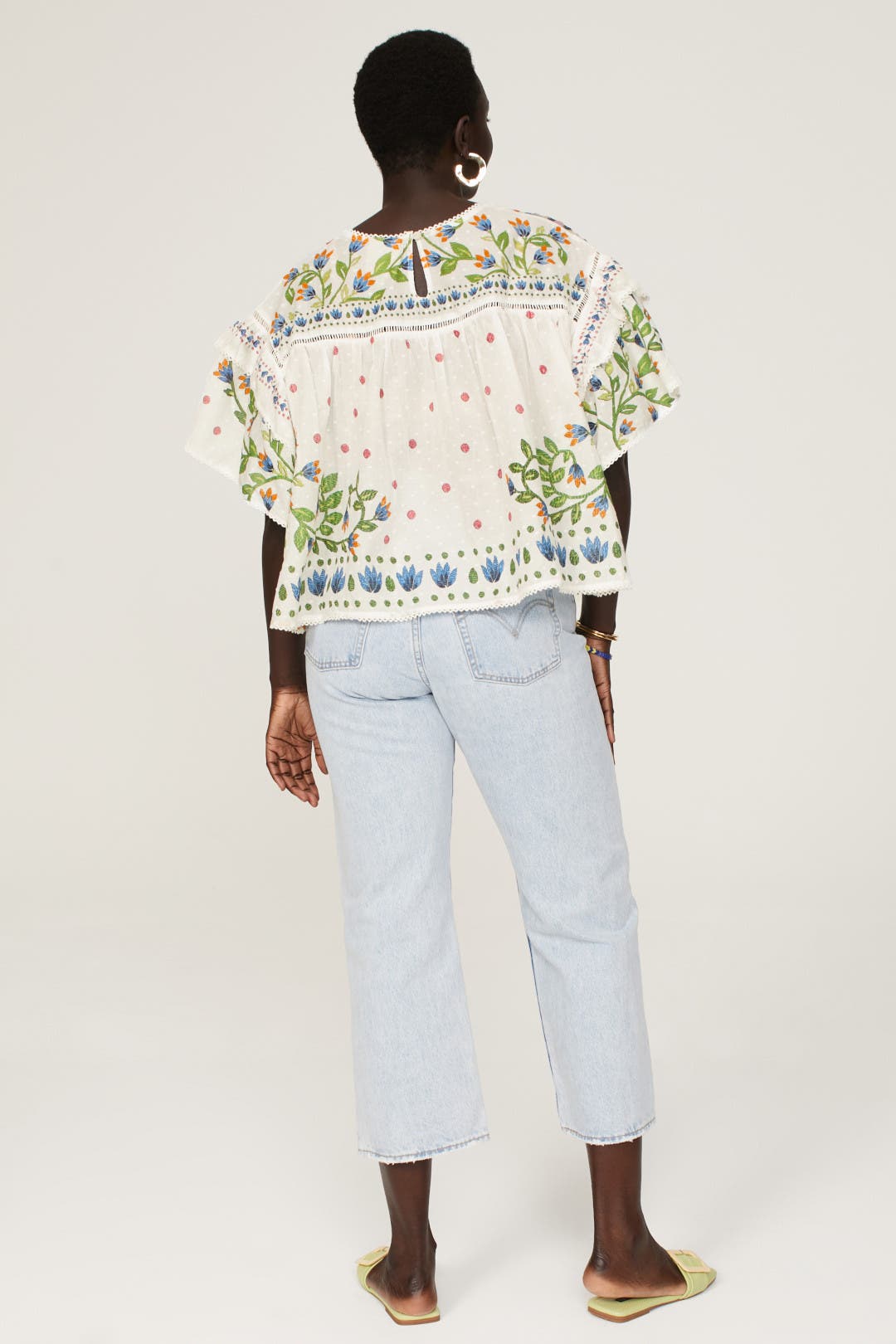 【未使用】Garden Floral-print Ribbon Blouse Garden Floral print Ribbon Blouse