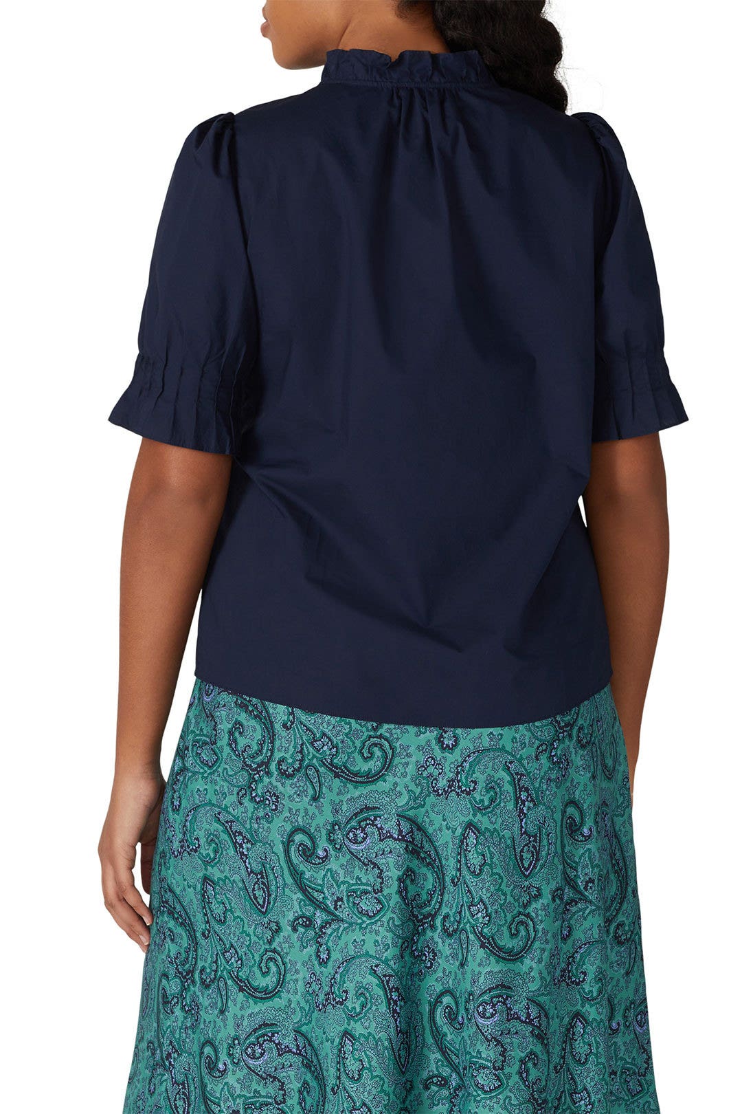 Navy Poplin Ruffle Top by Rebecca Taylor NYC 7