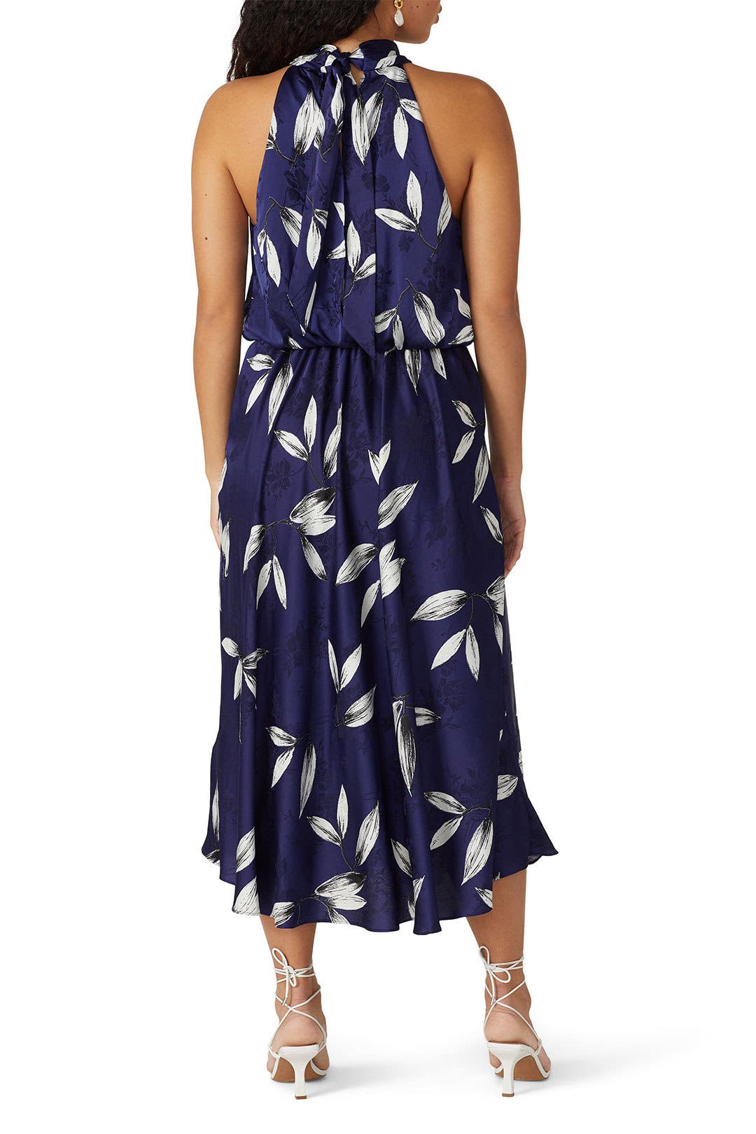 【海外限定】AdriannaPapell ドレス☆Floral Twist Dress, Navy/ Floral Embroidered Maxi Dress With Sheer Flutter Sleeves In