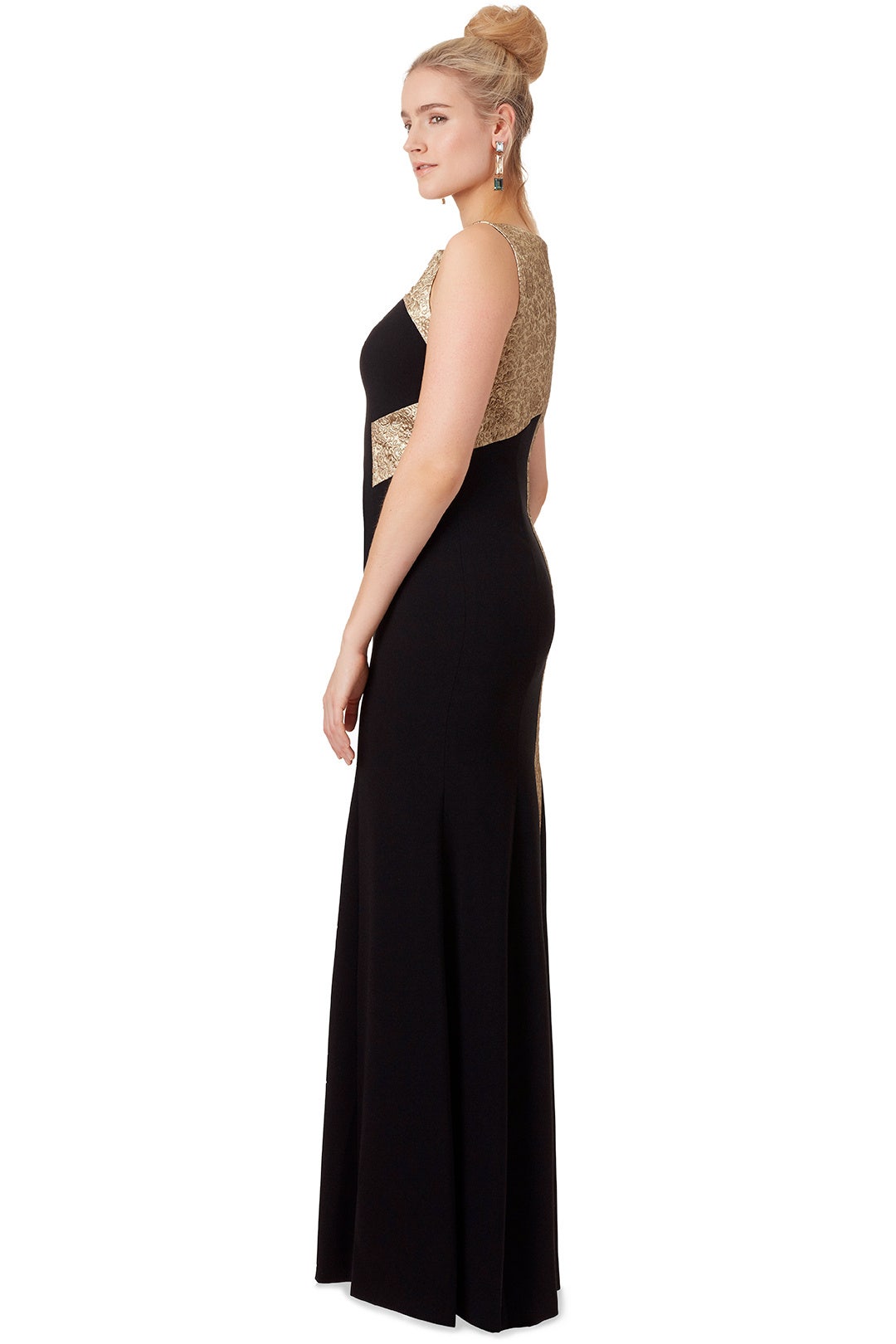 Graphic Gold Gown by Theia 6