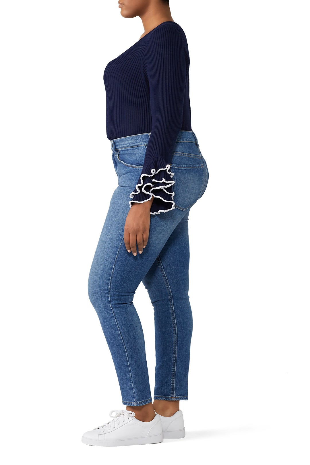 Contrast Ruffle Sleeve Sweater by Milly 6