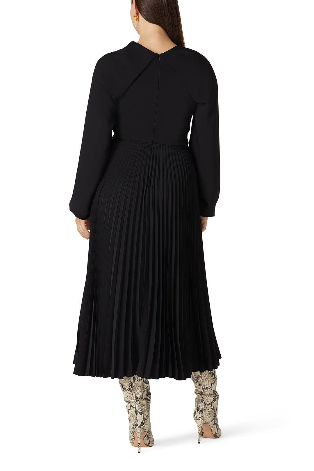 Black Long Sleeves Pleated Dress by Patou 7