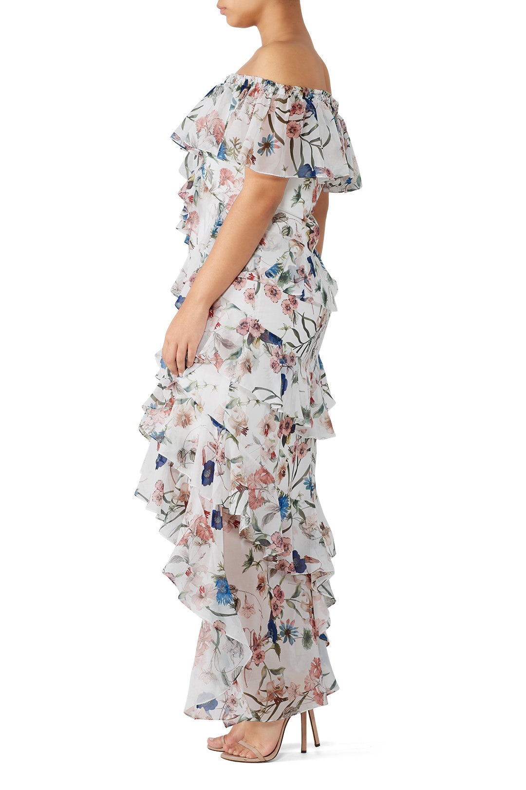 White Floral High Low Maxi by Badgley Mischka 6