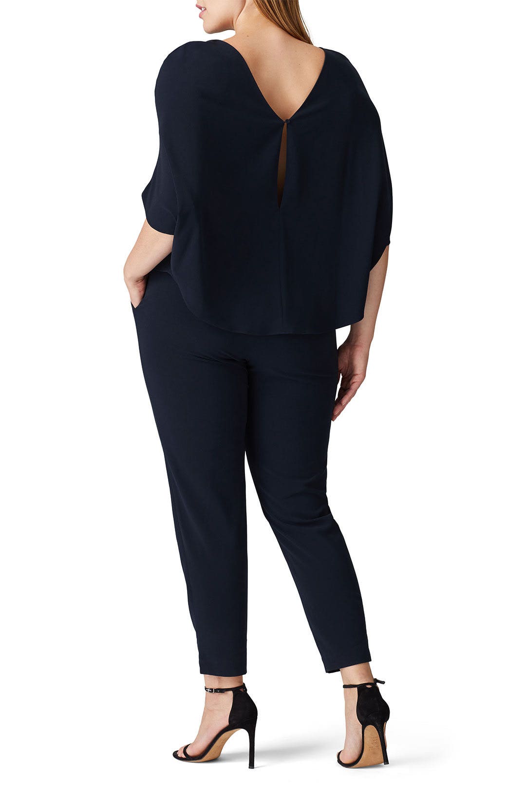 Navy Draped Jumpsuit by HALSTON 7
