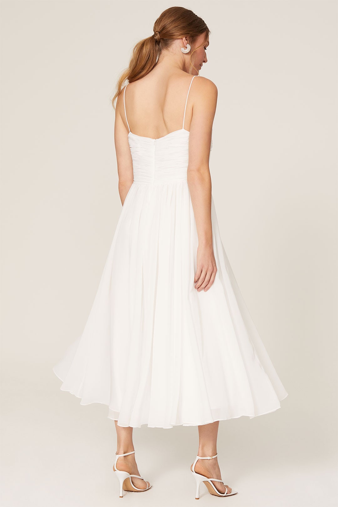 White Sleeveless Midi Dress by Ieena for Mac Duggal 7