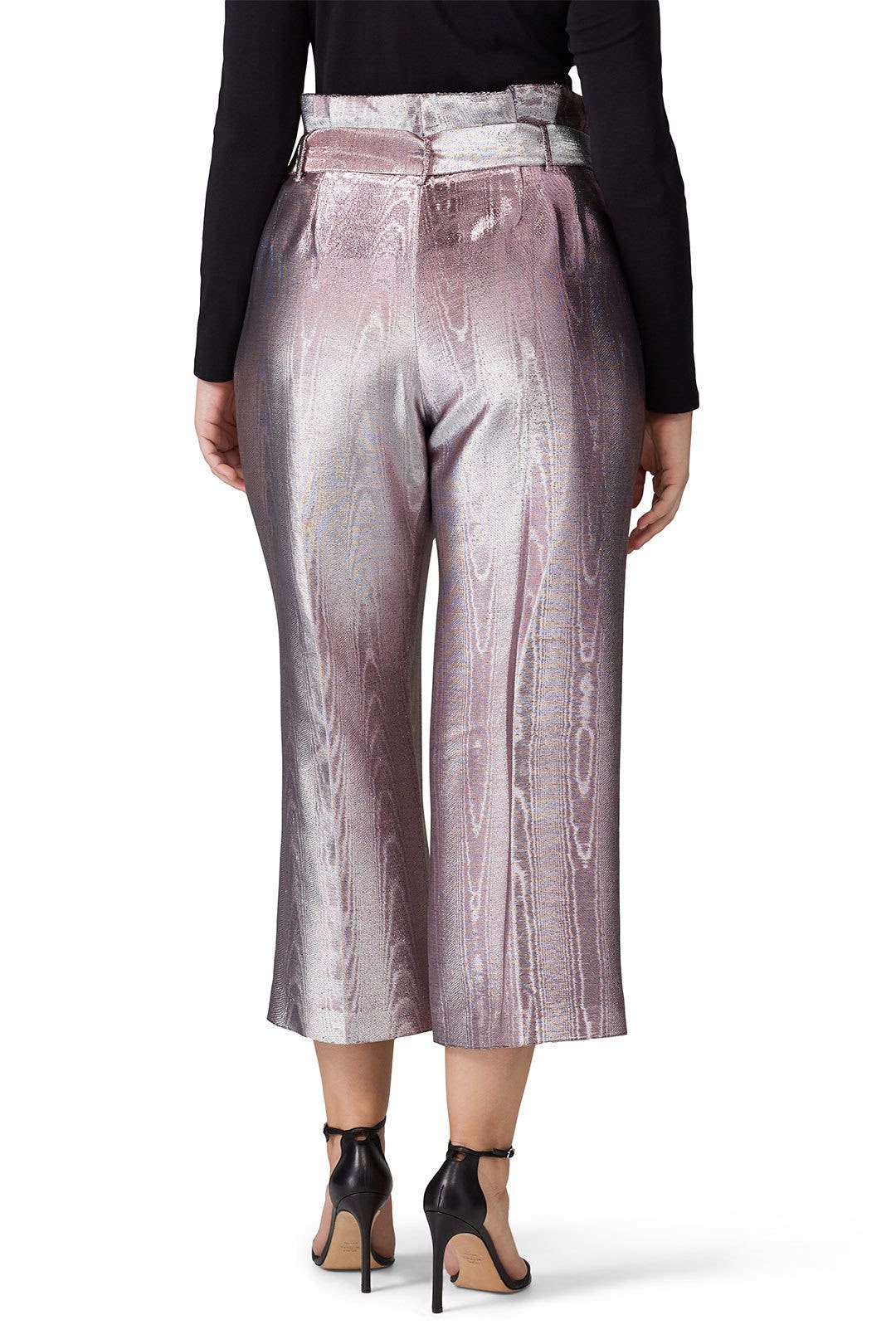 Pink Metallic Wide Leg Pants by Badgley Mischka 7
