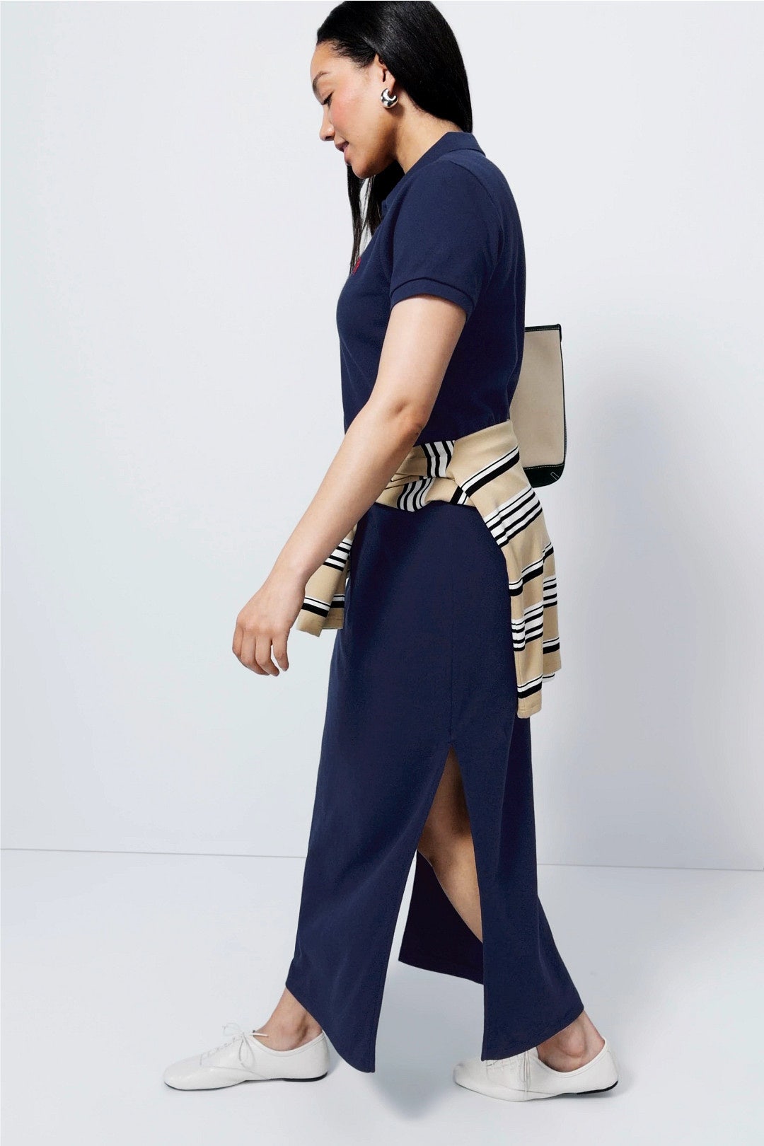 polo ralph lauren short sleeve midi dress Polo Ralph Lauren Drawstring Midi Dress | White