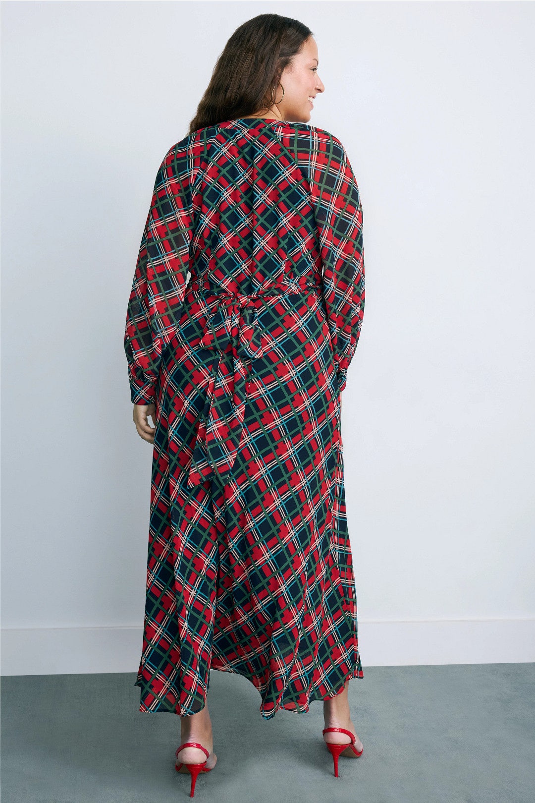 Tie Neck Puff Sleeve Midi Dress by Rixo x RTR 7