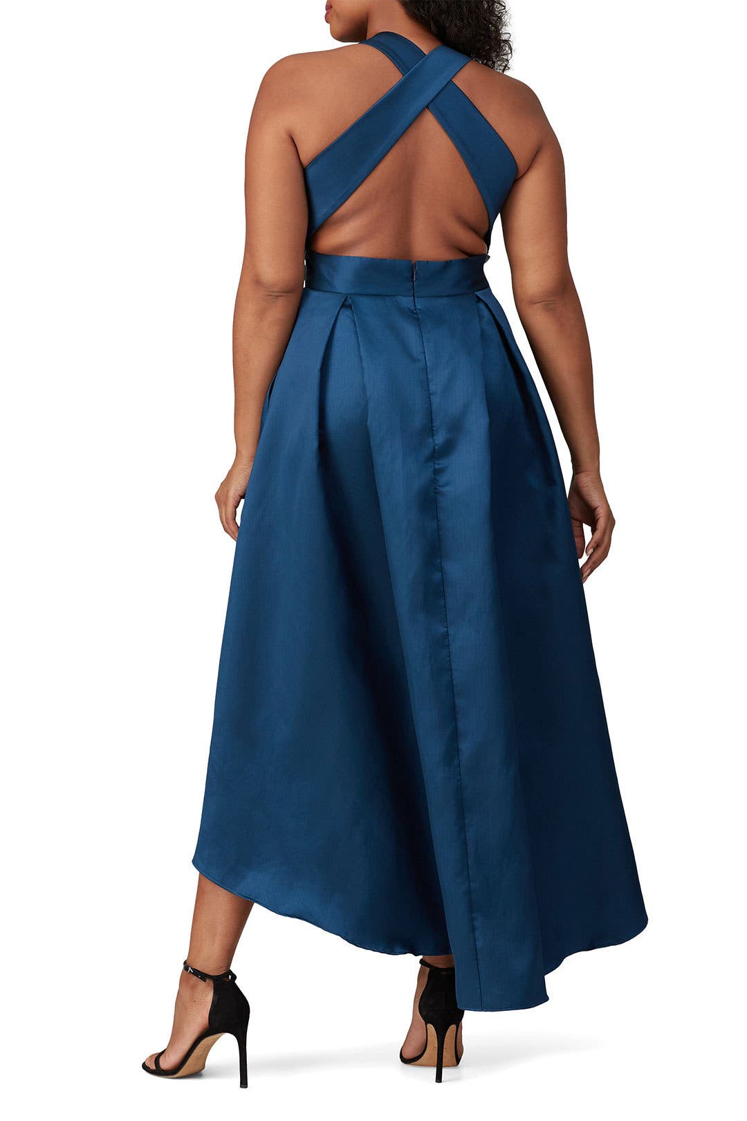 Teal Cross Back High Low Gown by Hutch | Rent the Runway