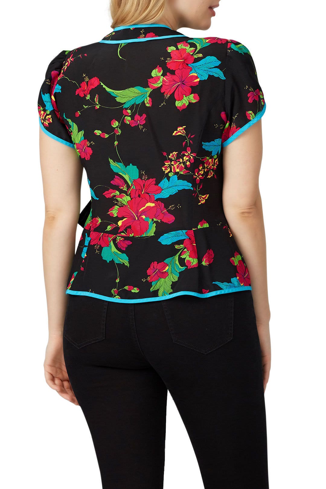 Black Floral Wrap Top by Nanette Lepore 6