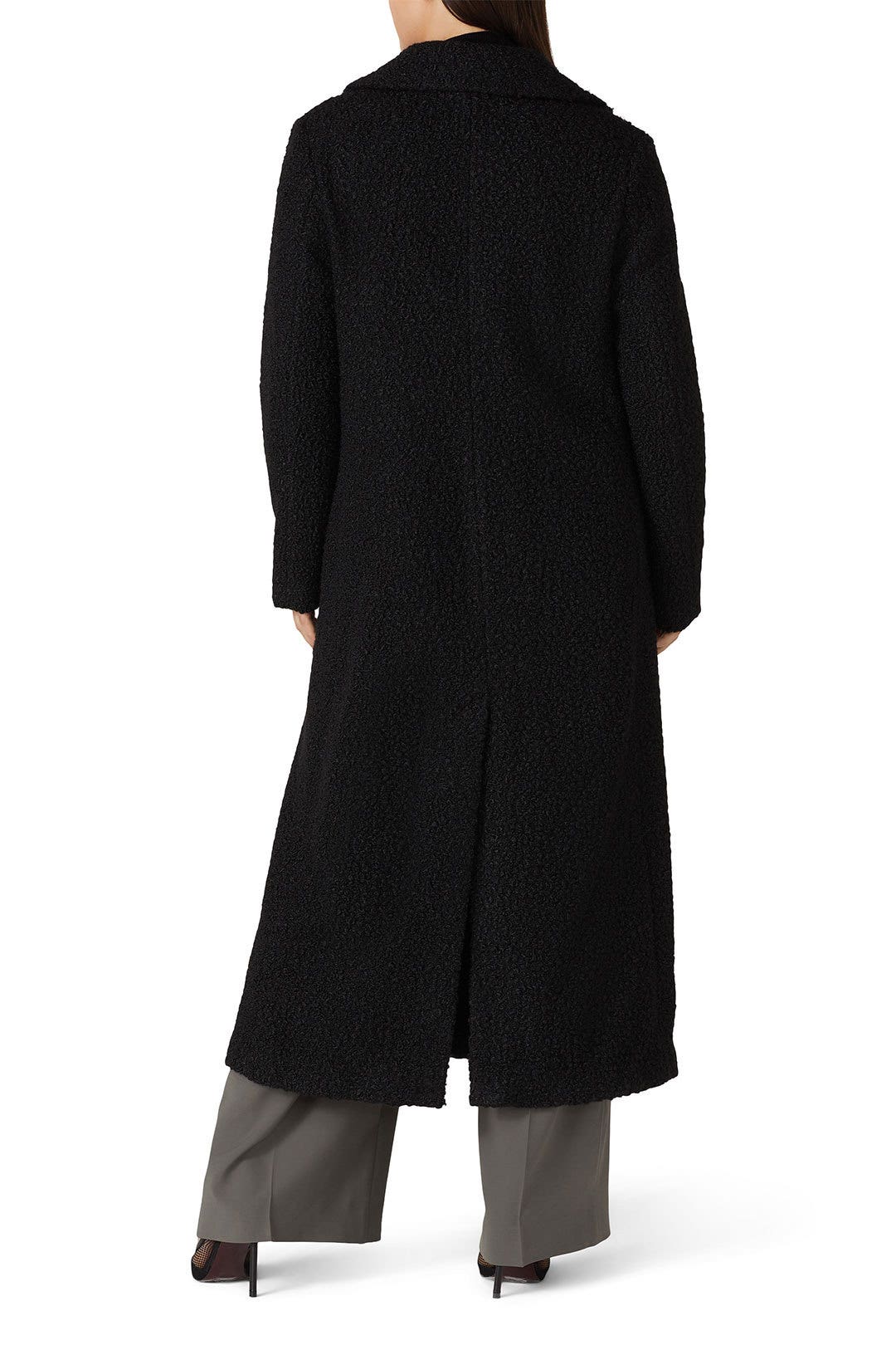 Black Bouclé Wool Coat by Emporio Armani 7