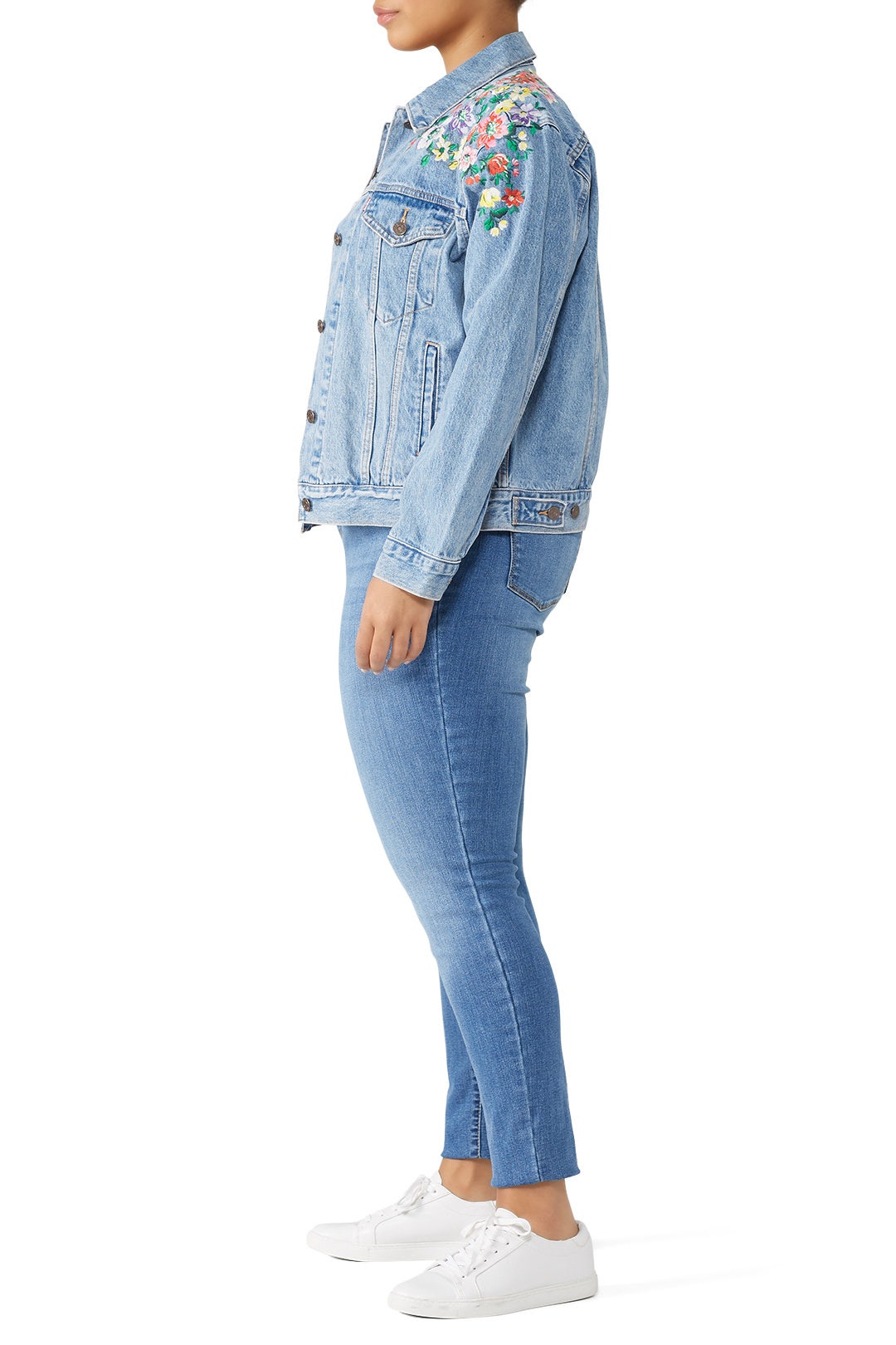 Floral Embroidered Ex BF Denim Trucker Jacket by Levi's 6