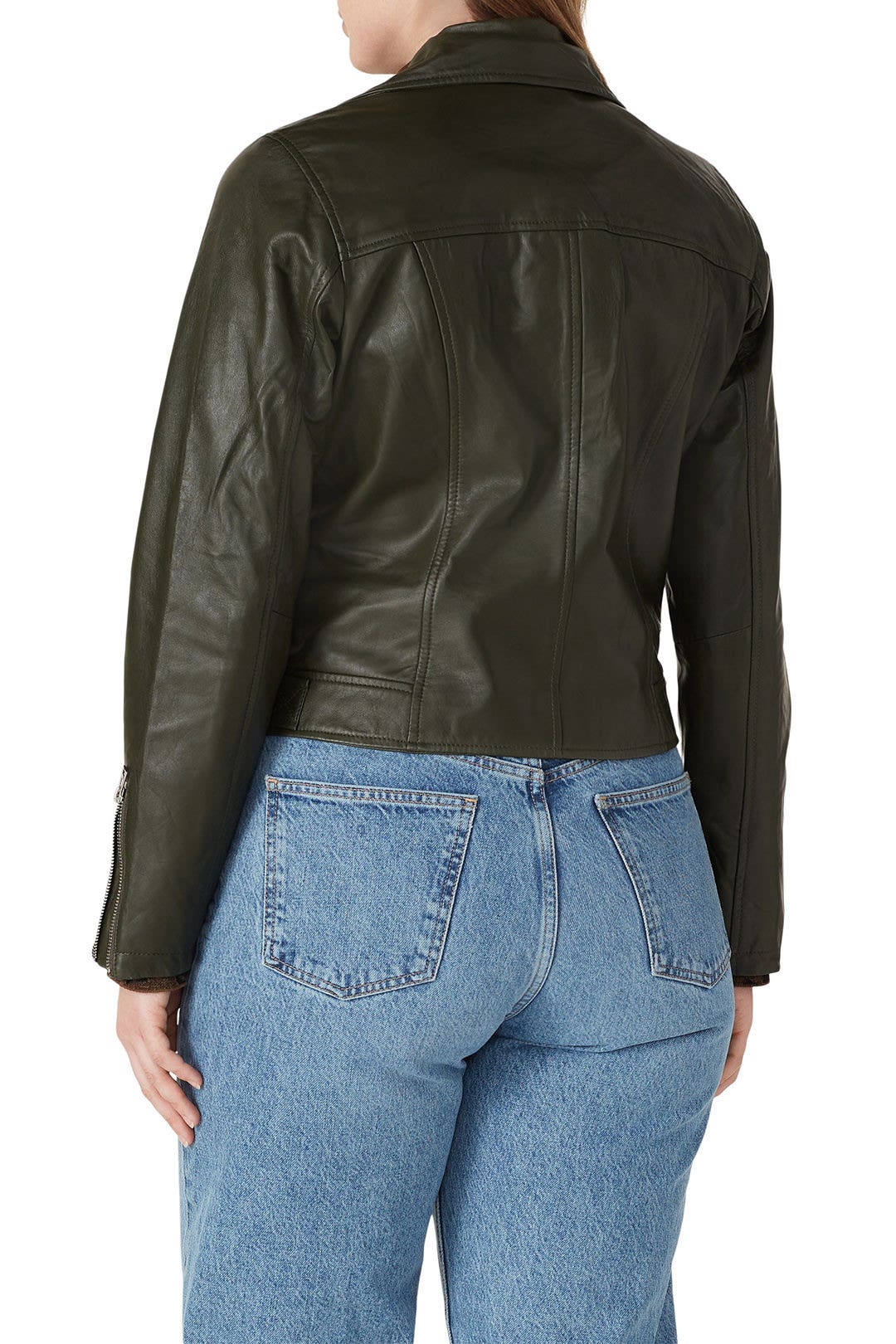 Olive Leather Moto Jacket by Slate & Willow 7