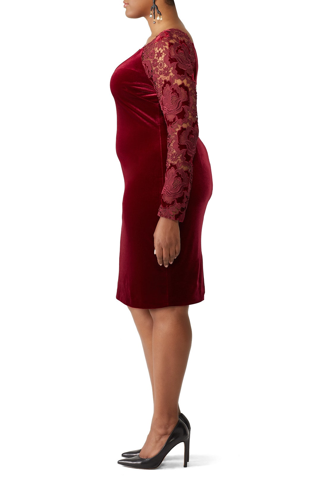 Red Velvet Lace Sheath by Badgley Mischka 6