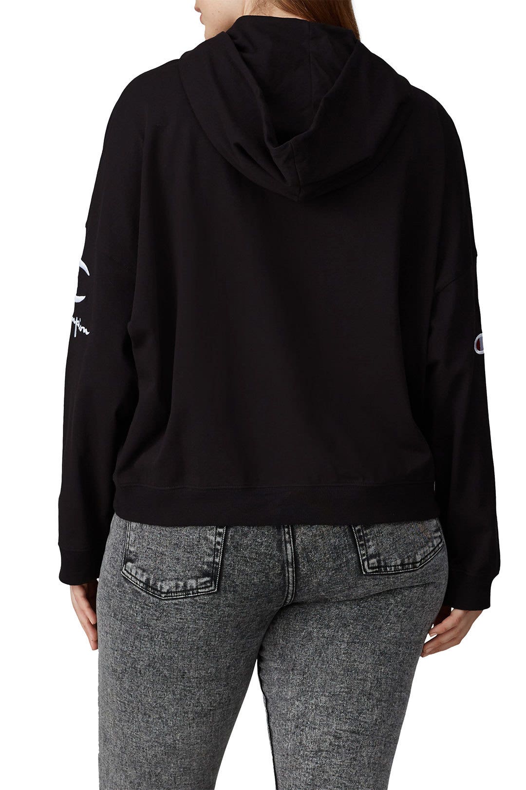 Black Logo Sleeve Hoodie by Champion 7