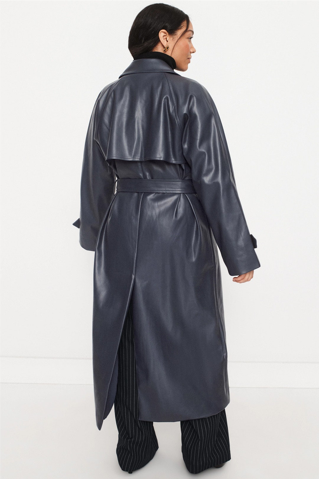 Navy Faux Leather Trench Coat by Jason Wu x RTR 7
