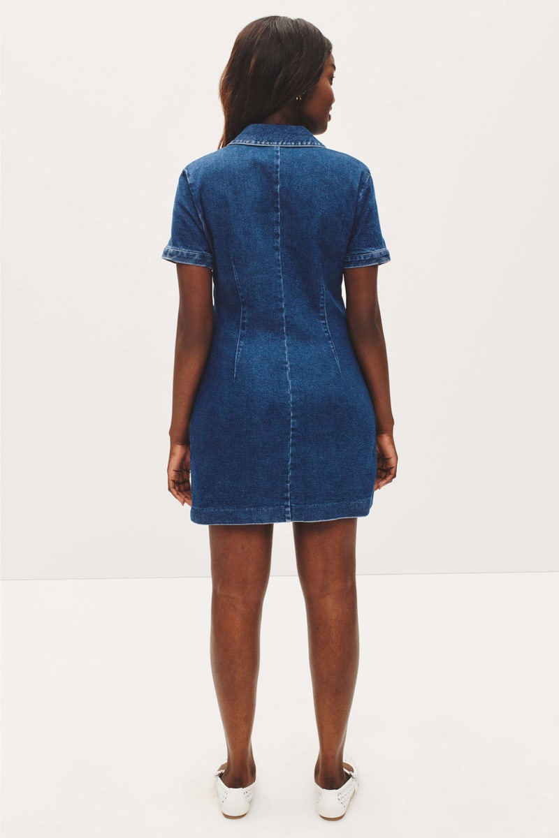 Short Sleeve Button Front Denim Dress by TOCCIN X RTR - Photo 7