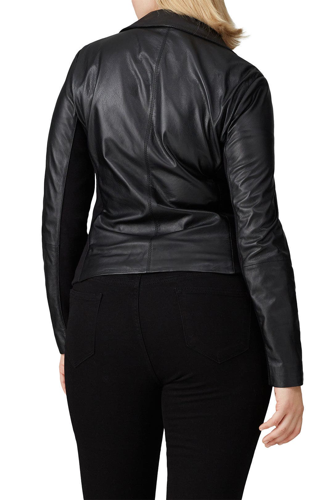 Jersey Paneled Leather Moto Jacket by Emporio Armani 7