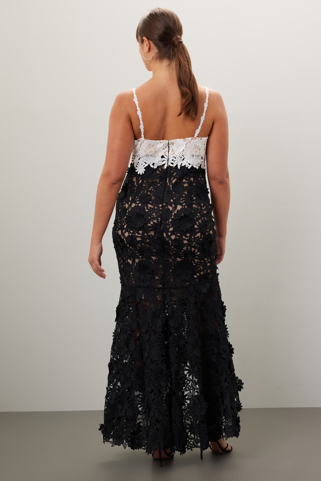 black lace marchesa dress Marchesa - - Silk Chiffon Ruffle Corset Maxi Dress - Black - US 2
