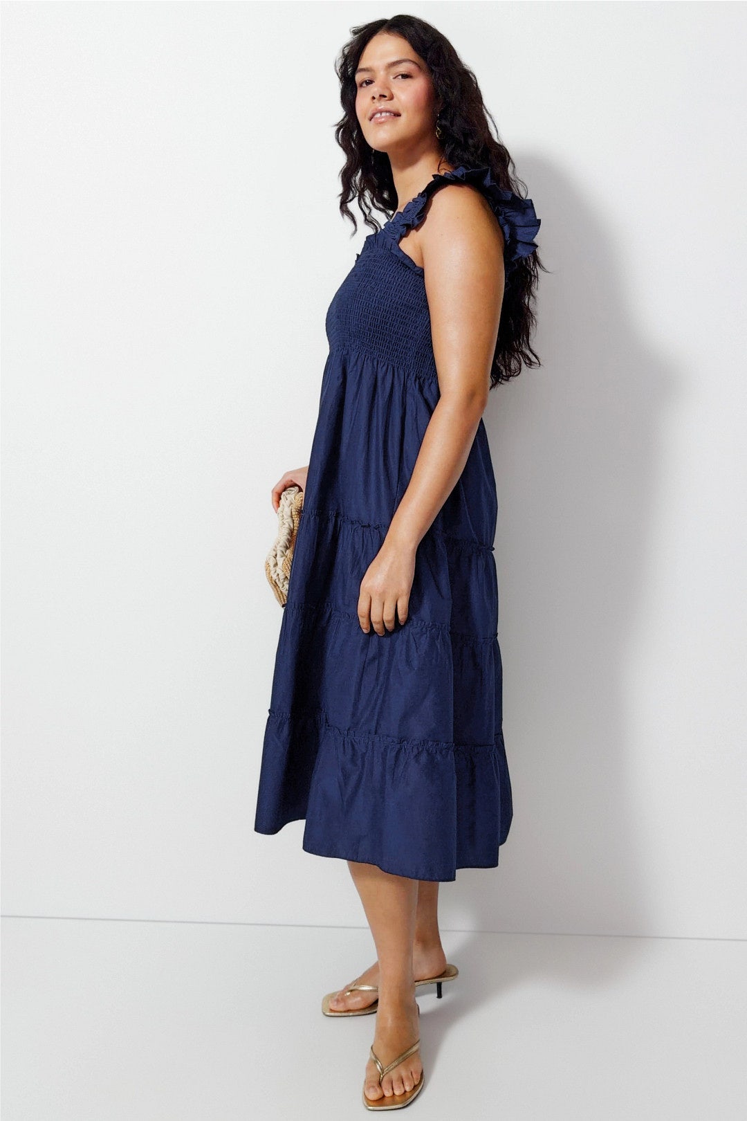 ellie nap dress blue botanical Pre-owned House Hill Home Ellie Nap Dress In Blue Botanical Xs
