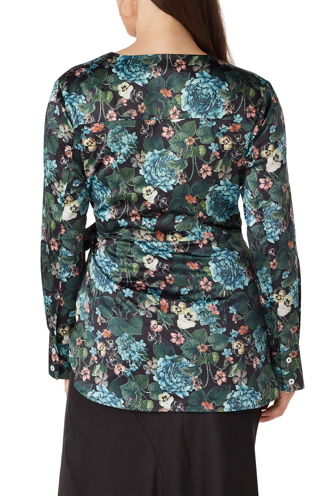 Navy Floral Wrap Top by Badgley Mischka 7