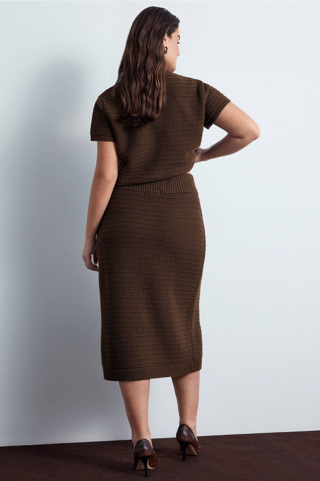 Button Front Knit Midi Skirt by Toccin 7