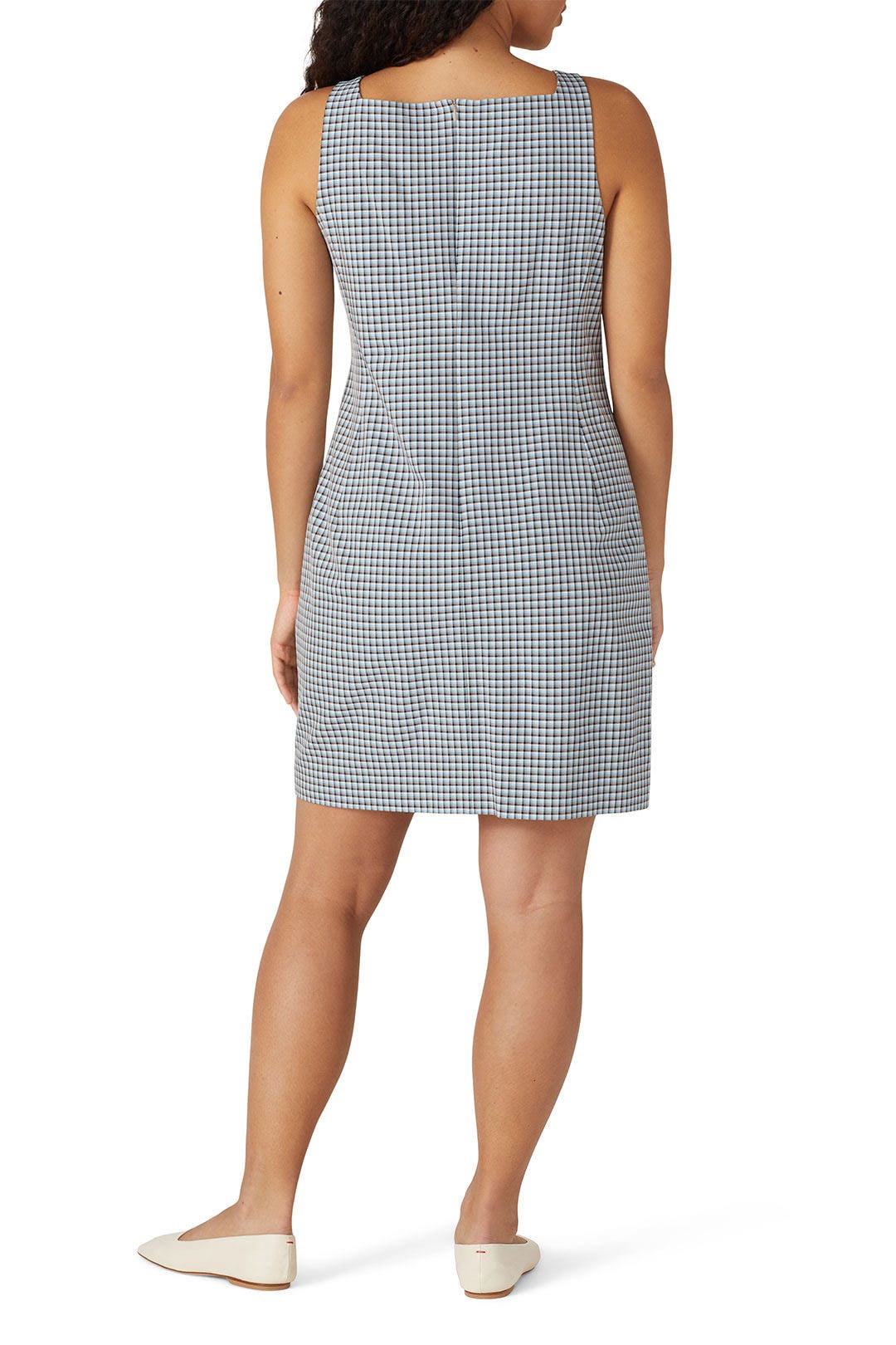 Check Square Neck Dress by Theory 7