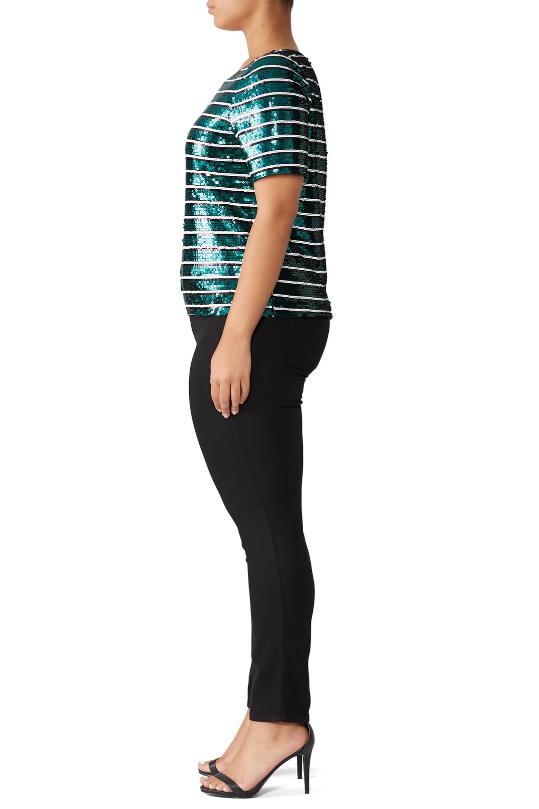 Green Stripe Sequin Top by Badgley Mischka 6