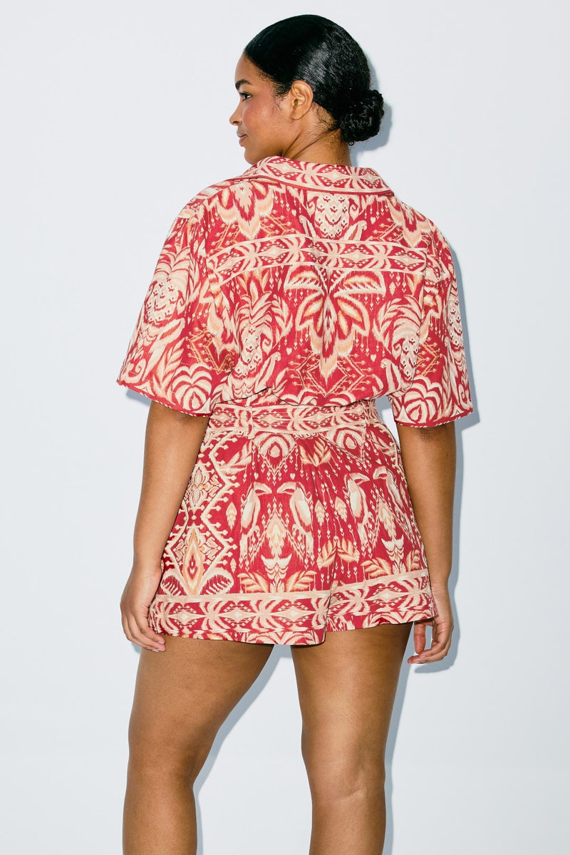 Red Tropical Tapestry Romper by FARM Rio - Photo 7