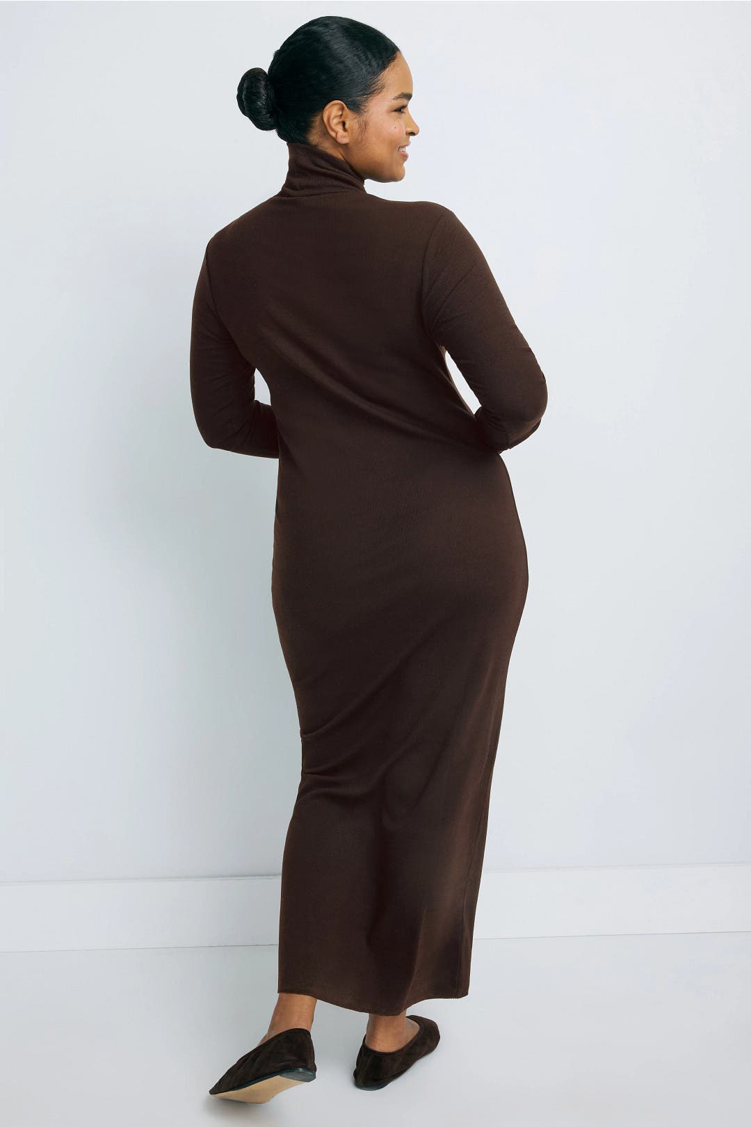 PLEATSPLEASEダークオリーブブラウン ハイネック長袖 Turtleneck Long Sleeve Column Dress by Polo Ralph Lauren | Rent
