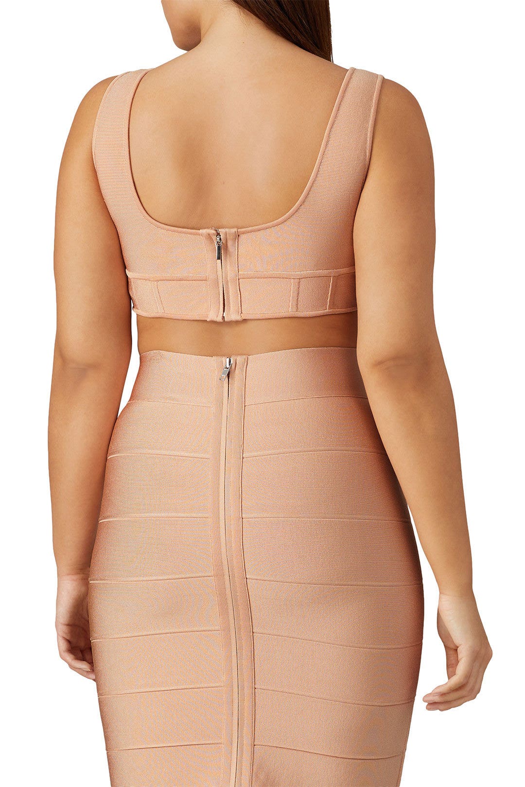 Pink Seamed Crop Top by Hervé Léger 7