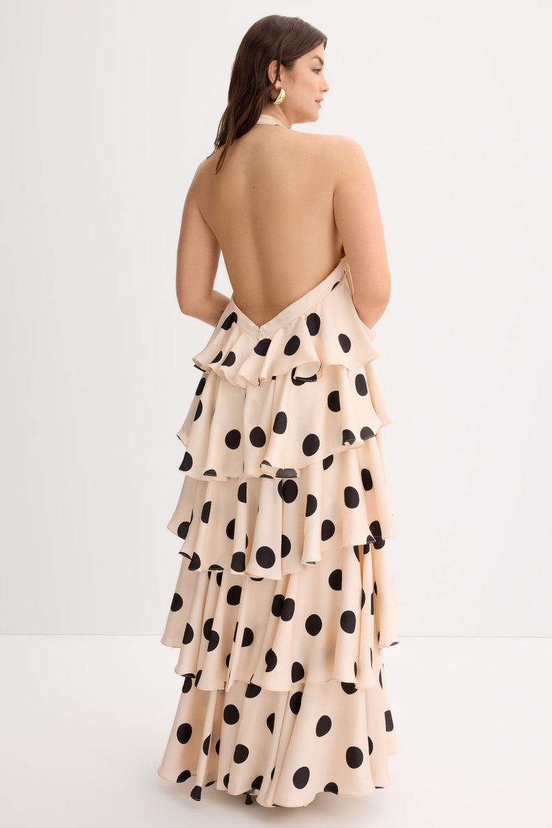 Polka Dot Tiered Ruffle Gown by Ieena for Mac Duggal - Photo 7