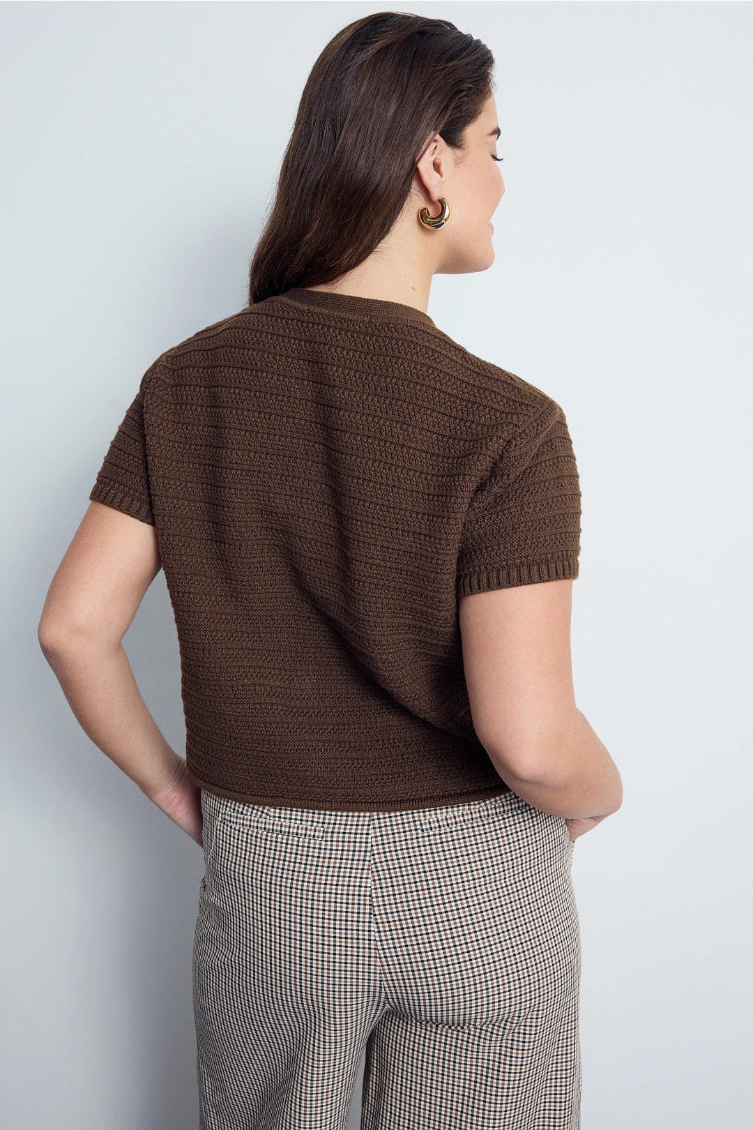 Short Sleeve Cotton Suiting Cardigan by Toccin 7