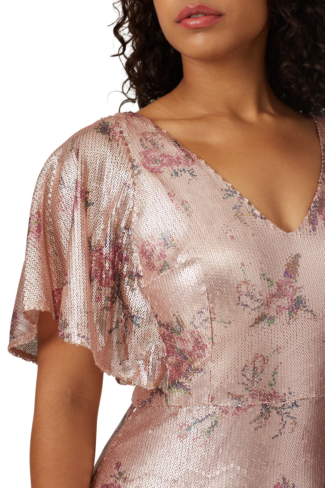 Blush Floral Sequin Gown by Marchesa Notte Bridesmaid 6