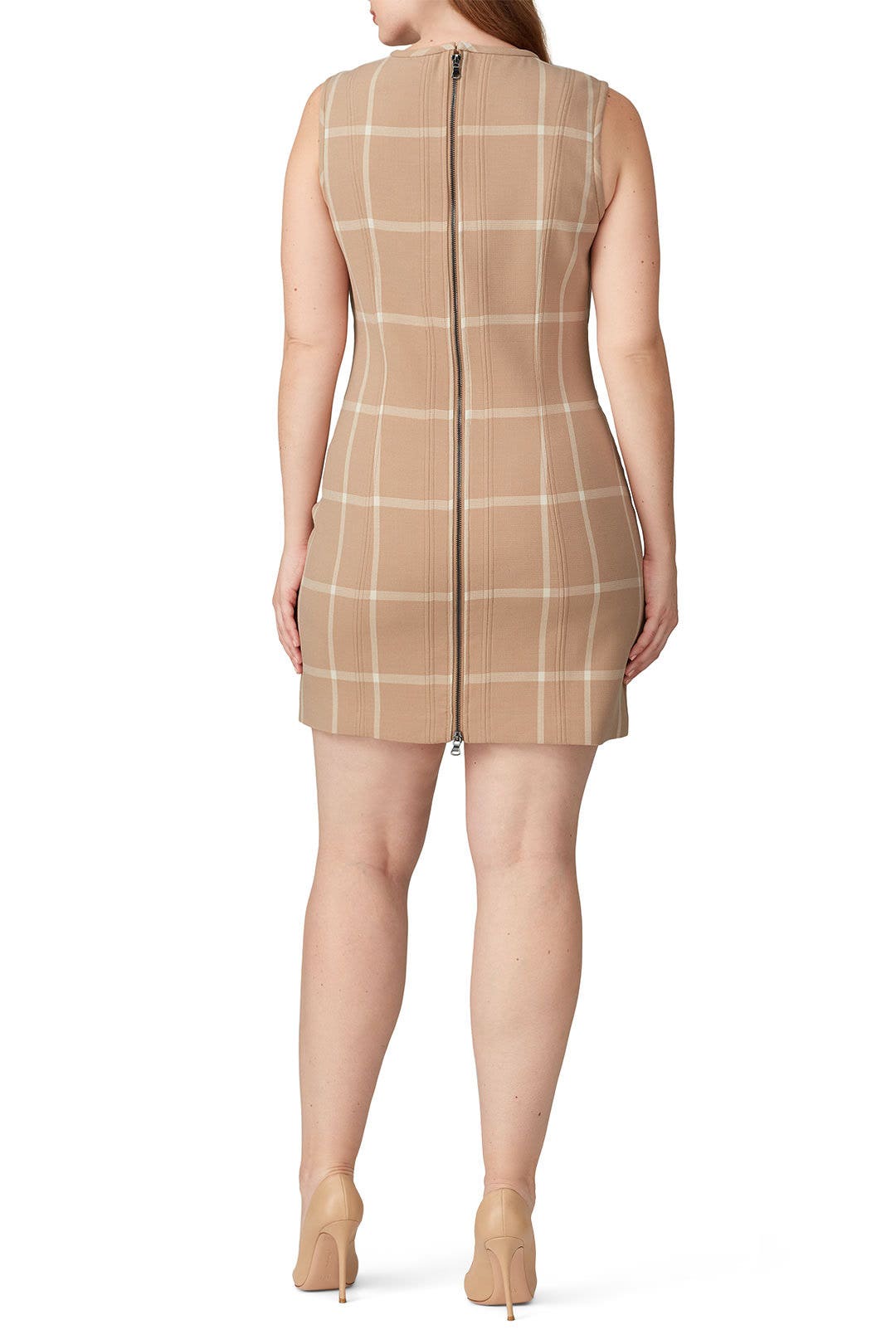 Nude Plaid Front Tie Sheath by Toccin 7