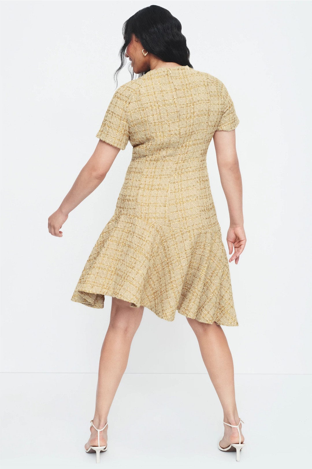 Gold Sparkle Tweed Mini Dress by N Natori 7