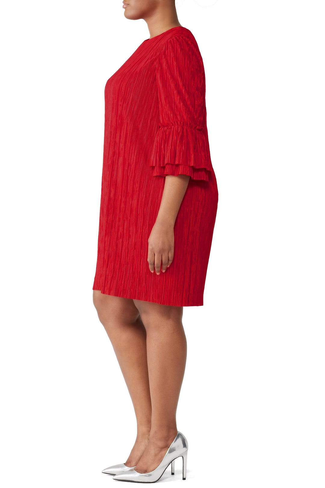 Red Pleated Shift by Badgley Mischka 6