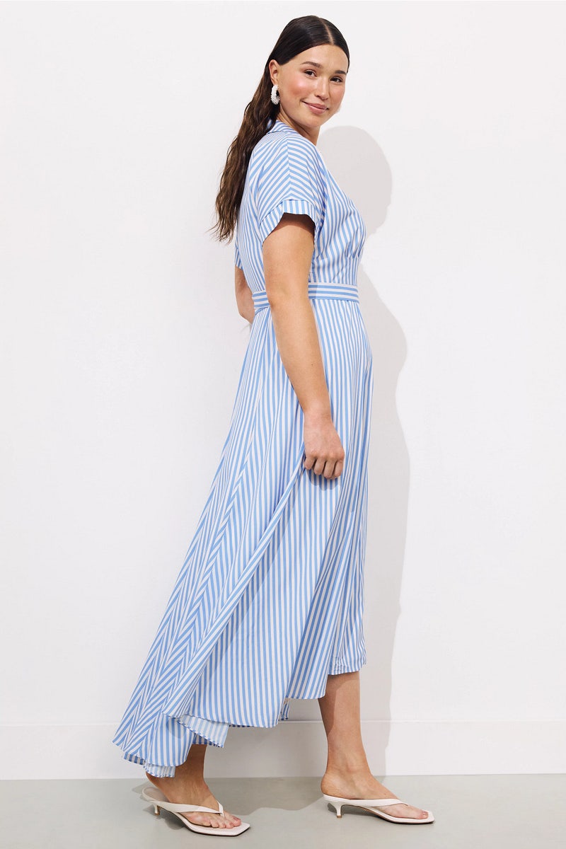 airy gauze empire waist midi dress in stripe Girl's Long Sleeve Empire Waist Dress – Cotton Blank for Embroidery & Boutique | 14 Colors | Sizes 12M–12 main image 0