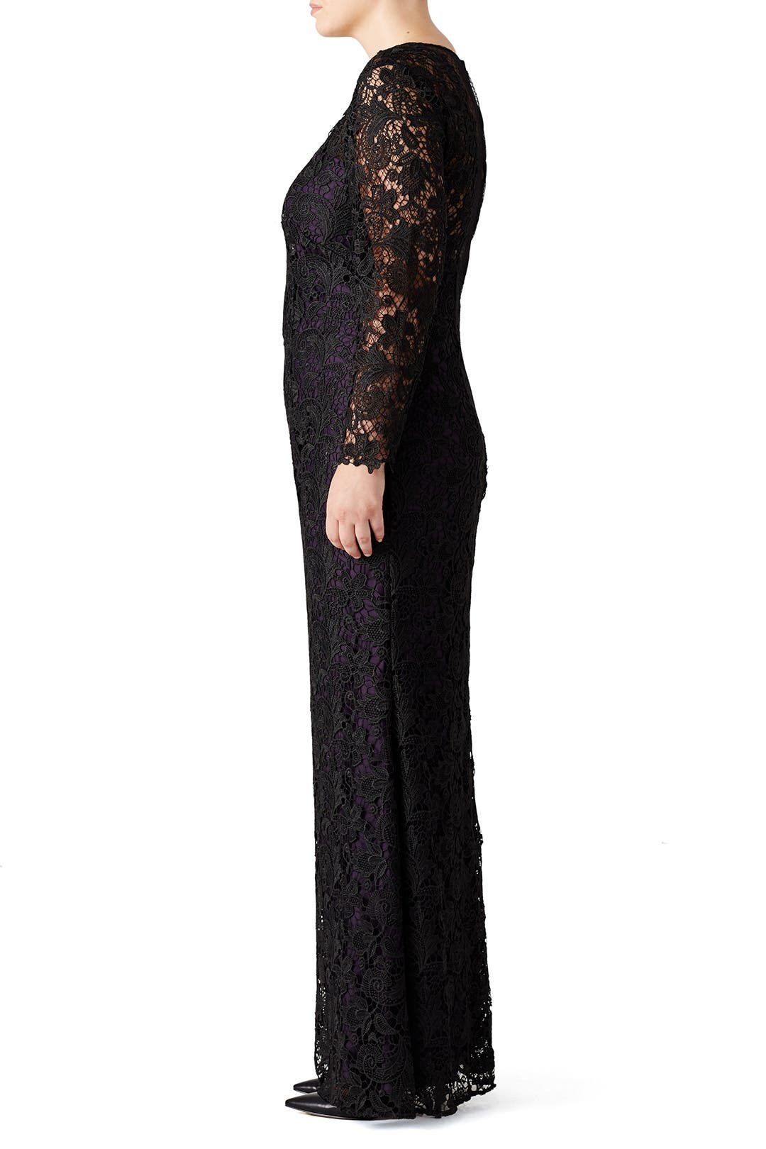 Black Lace Tower Gown by ML Monique Lhuillier | Rent the Runway