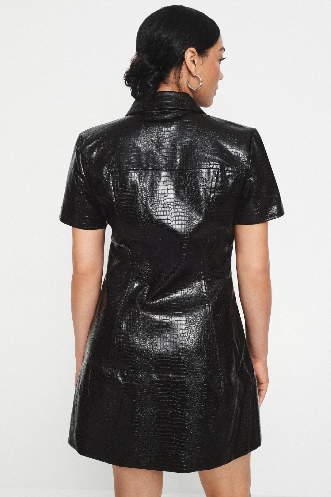 Short Sleeve Faux Leather Dress by Toccin 7