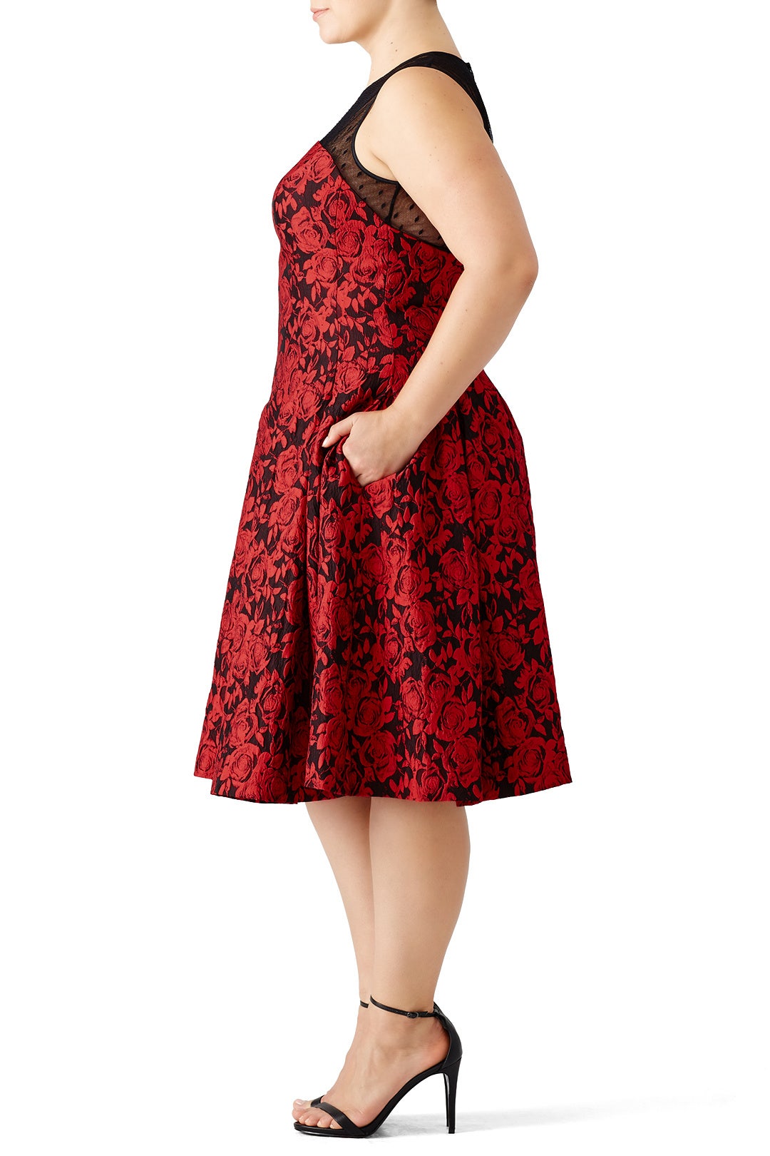 Burning Red Florals Dress  by Carmen Marc Valvo 6