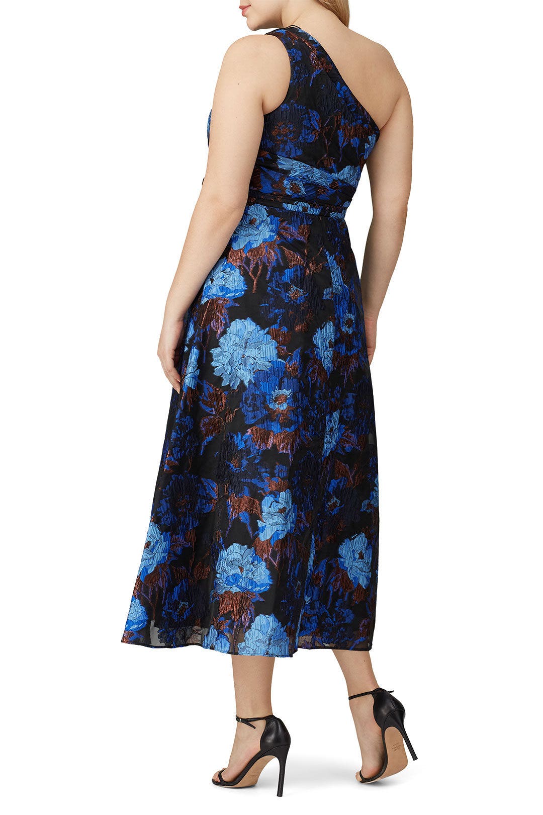 Blue Floral One Shoulder Dress by Aidan Mattox 7