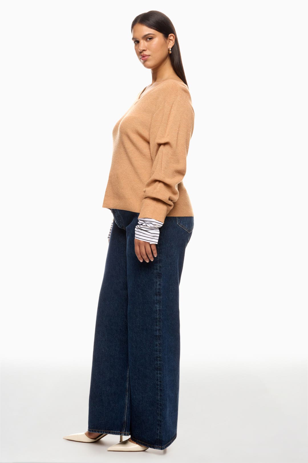 Striped Cuff V Neck Sweater by Derek Lam 10 Crosby x RTR | Rent