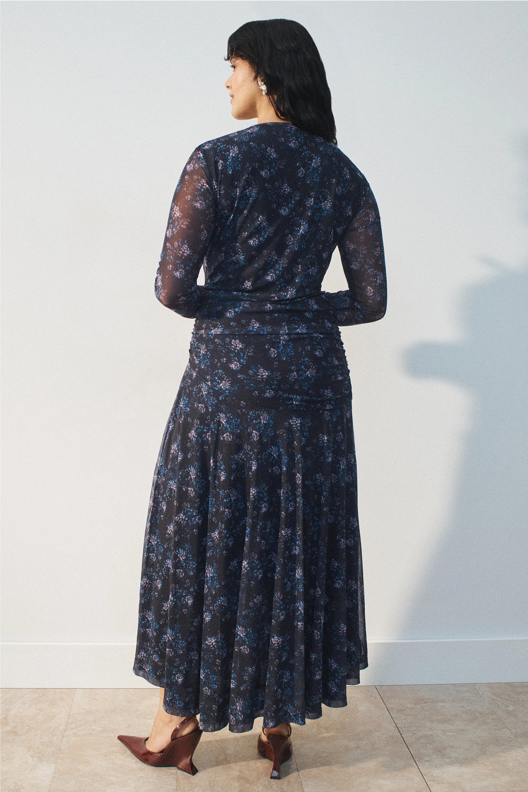 Floral Ruched Mesh Dress by GANNI 7